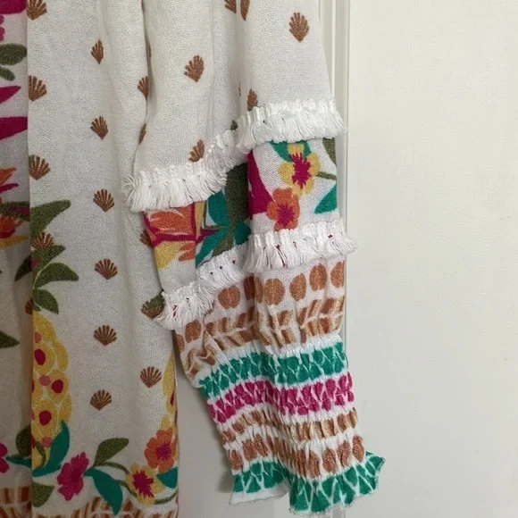 Chico’s Women’s Tropic Trim Cardigan Sweater White/Multi M - Picture 4 of 8